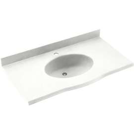 Solid Surface 25-in x 22-in Integral Single Sink Bathroom Vanity Top in Tahiti White