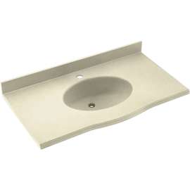 Europa EV1B2225-037 Solid Surface 25-in x 22-in Integral Single Sink Bathroom Vanity Top in Bone