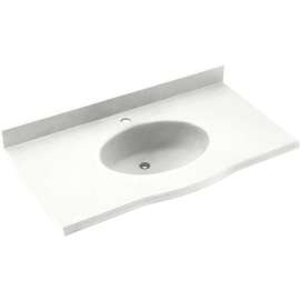 Solid Surface 31-in x 22-in Integral Single Sink Bathroom Vanity Top in Tahiti White