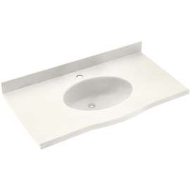 Europa EV1B2237-059 Solid Surface 37-in x 22-in Integral Single Sink Bathroom Vanity Top in Tahiti Ivory