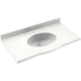 Europa EV1B2249-010 Solid Surface 49-in x 22-in Integral Single Sink Bathroom Vanity Top in White