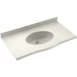 Europa EV1B2261-018 Solid Surface 61-in x 22-in Integral Single Sink Bathroom Vanity Top in Bisque