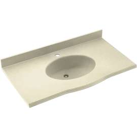 Europa EV1B2261-037 Solid Surface 61-in x 22-in Integral Single Sink Bathroom Vanity Top in Bone
