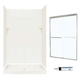 SQP3248018-M46570NC 72.5-in x 48-in x 32-in 5-Piece Alcove Shower Kit in Bisque
