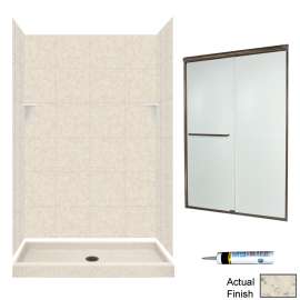 Solid Surface 48-in x 32-in x 72-in 5-Piece Alcove Shower Kit