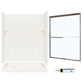 SQP326L018-M58570BC 72.5-in x 60-in x 32-in 5-Piece Alcove Shower Kit in Bisque