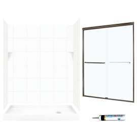 SQP326R010-M58570BC 72.5-in x 60-in x 32-in 5-Piece Alcove Shower Kit in White