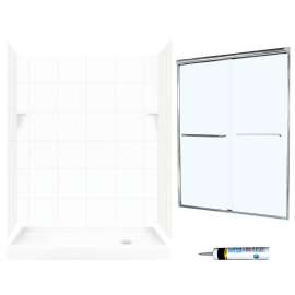 SQP326R010-M58570CC 72.5-in x 60-in x 32-in 5-Piece Alcove Shower Kit in White