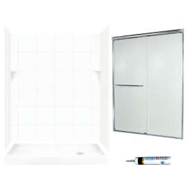 SQP326R010-M58570CR 72.5-in x 60-in x 32-in 5-Piece Alcove Shower Kit in White