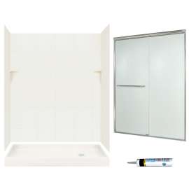 SQP326R018-M58570NR 72.5-in x 60-in x 32-in 5-Piece Alcove Shower Kit in Bisque
