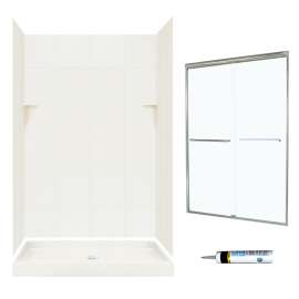 SQP3448018-M46570NC 72.5-in x 48-in x 34-in 5-Piece Alcove Shower Kit in Bisque
