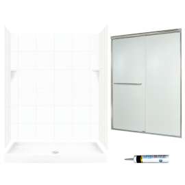 SQP3460010-M58570NR 72.5-in x 60-in x 34-in 5-Piece Alcove Shower Kit in White