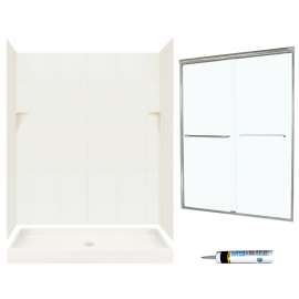 SQP3460018-M58570NC 72.5-in x 60-in x 34-in 5-Piece Alcove Shower Kit in Bisque