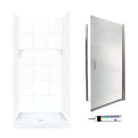 SQP3636010-M34570CR 72.5-in x 36-in x 36-in 5-Piece Alcove Shower Kit in White