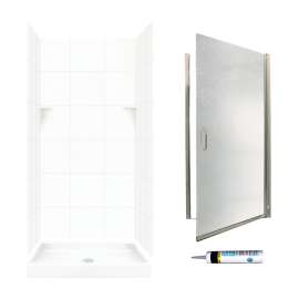 SQP3636010-M34570NR 72.5-in x 36-in x 36-in 5-Piece Alcove Shower Kit in White