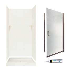 SQP3636018-M34570BR 72.5-in x 36-in x 36-in 5-Piece Alcove Shower Kit in Bisque