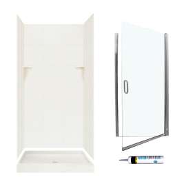 SQP3636018-M34570CC 72.5-in x 36-in x 36-in 5-Piece Alcove Shower Kit in Bisque