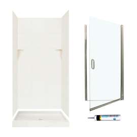 SQP3636018-M34570NC 72.5-in x 36-in x 36-in 5-Piece Alcove Shower Kit in Bisque