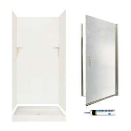 SQP3636018-M34570NR 72.5-in x 36-in x 36-in 5-Piece Alcove Shower Kit in Bisque