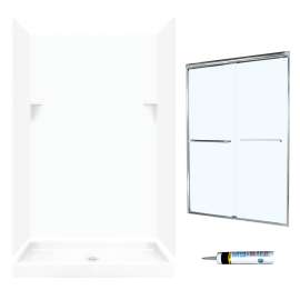 SSP3248010-M46570CC 72-in x 48-in x 32-in 5-Piece Alcove Shower Kit in White