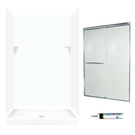 SSP3248010-M46570CR 72-in x 48-in x 32-in 5-Piece Alcove Shower Kit in White