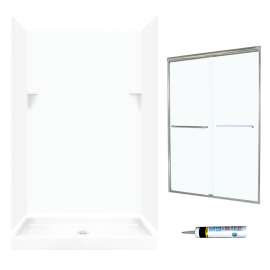 SSP3248010-M46570NC 72-in x 48-in x 32-in 5-Piece Alcove Shower Kit in White