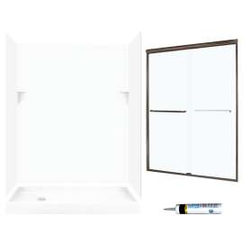 SSP326L010-M58570BC 72-in x 60-in x 32-in 5-Piece Alcove Shower Kit in White
