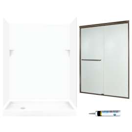 SSP326L010-M58570BR 72-in x 60-in x 32-in 5-Piece Alcove Shower Kit in White