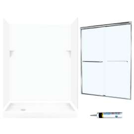 SSP326L010-M58570CC 72-in x 60-in x 32-in 5-Piece Alcove Shower Kit in White