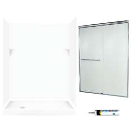 SSP326L010-M58570CR 72-in x 60-in x 32-in 5-Piece Alcove Shower Kit in White