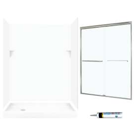 SSP326L010-M58570NC 72-in x 60-in x 32-in 5-Piece Alcove Shower Kit in White