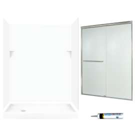 SSP326L010-M58570NR 72-in x 60-in x 32-in 5-Piece Alcove Shower Kit in White