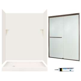 SSP326L018-M58570BR 72-in x 60-in x 32-in 5-Piece Alcove Shower Kit in Bisque