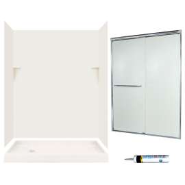SSP326L018-M58570CR 72-in x 60-in x 32-in 5-Piece Alcove Shower Kit in Bisque