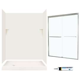 SSP326L018-M58570NC 72-in x 60-in x 32-in 5-Piece Alcove Shower Kit in Bisque