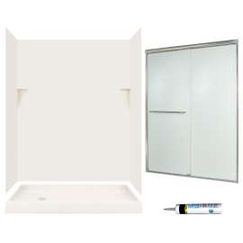 SSP326L018-M58570NR 72-in x 60-in x 32-in 5-Piece Alcove Shower Kit in Bisque