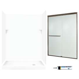 SSP326R010-M58570BR 72-in x 60-in x 32-in 5-Piece Alcove Shower Kit in White