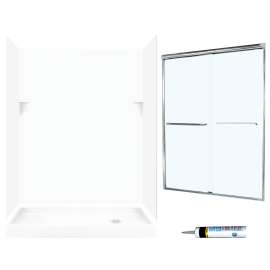 SSP326R010-M58570CC 72-in x 60-in x 32-in 5-Piece Alcove Shower Kit in White