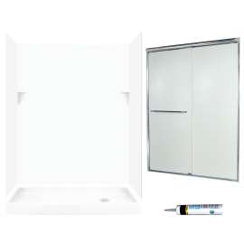 SSP326R010-M58570CR 72-in x 60-in x 32-in 5-Piece Alcove Shower Kit in White