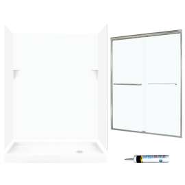 SSP326R010-M58570NC 72-in x 60-in x 32-in 5-Piece Alcove Shower Kit in White