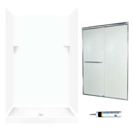 SSP3448010-M46570CR 72-in x 48-in x 34-in 5-Piece Alcove Shower Kit in White