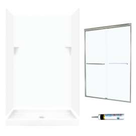 SSP3448010-M46570NC 72-in x 48-in x 34-in 5-Piece Alcove Shower Kit in White