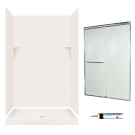 SSP3448018-M46570CR 72-in x 48-in x 34-in 5-Piece Alcove Shower Kit in Bisque