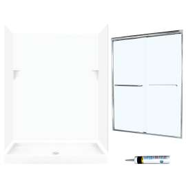SSP3460010-M58570CC 72-in x 60-in x 34-in 5-Piece Alcove Shower Kit in White