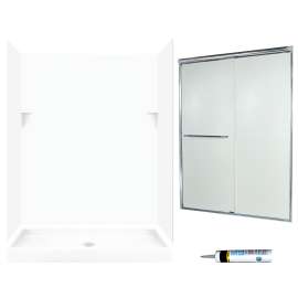 SSP3460010-M58570CR 72-in x 60-in x 34-in 5-Piece Alcove Shower Kit in White