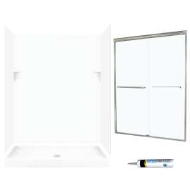 SSP3460010-M58570NC 72-in x 60-in x 34-in 5-Piece Alcove Shower Kit in White