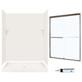 SSP3460018-M58570BC 72-in x 60-in x 34-in 5-Piece Alcove Shower Kit in Bisque
