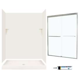 SSP3460018-M58570NC 72-in x 60-in x 34-in 5-Piece Alcove Shower Kit in Bisque