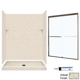 Solid Surface 34-in x 60-in x 72-in 5-Piece Alcove Shower Kit