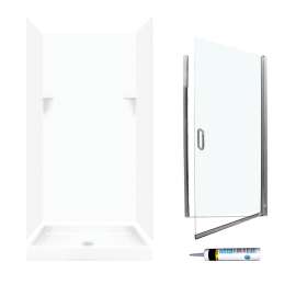 SSP3636010-M34570CC 72-in x 36-in x 36-in 5-Piece Alcove Shower Kit in White